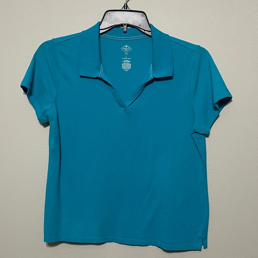 St. John's Bay Teal Short-Sleeve Polo V-Neck Top